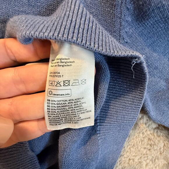 H&M Blue Cardigan Sweater Button Down Elbow Patches Boys 4T 5T 4 5 6 - Picture 6 of 7